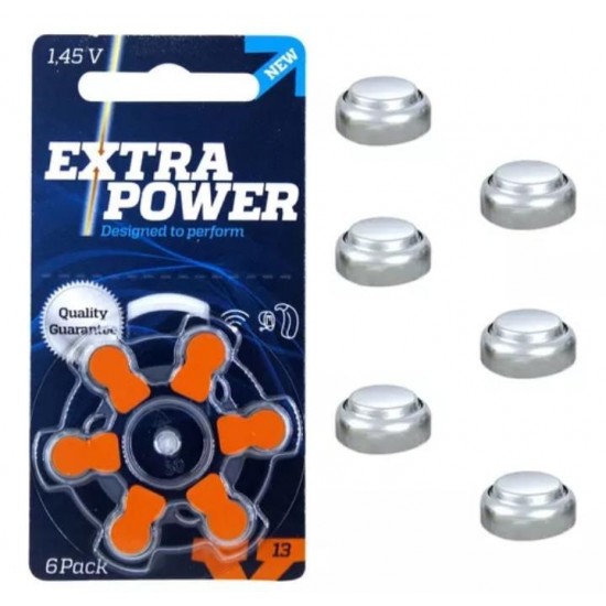 PILHA AUDITIVA 13 EXTRA POWER - 1 CARTELA COM 6 BATERIAS